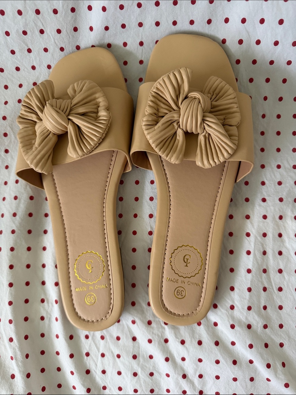 Neutral Knot-Detail Slide Mules for Women